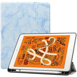 Mobigear Tri-Fold Marble iPad Air 3 (2019) Hoes Bookcase + Stylus Houder - Blauw