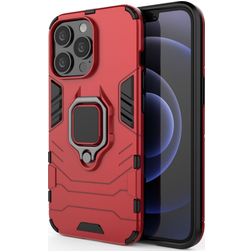 Mobigear Armor Ring iPhone 13 Pro Hoesje Hardcase Backcover Shockproof met Ringhouder - Rood
