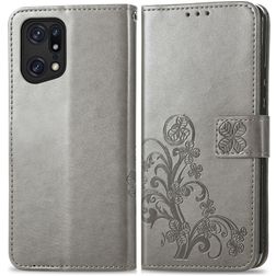 Mobigear Clover OPPO Find X5 Hoesje Bookcase Portemonnee - Grijs