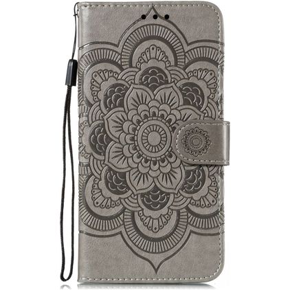 Mobigear Mandala Motorola Moto E6s (2020) Hoesje Bookcase Portemonnee - Grijs