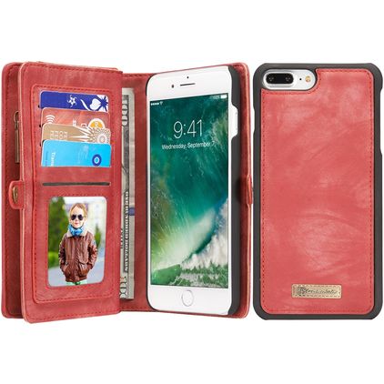 Caseme 008 iPhone 8 Plus Hoesje Uitneembare 2in1 Bookcase Portemonnee - Rood