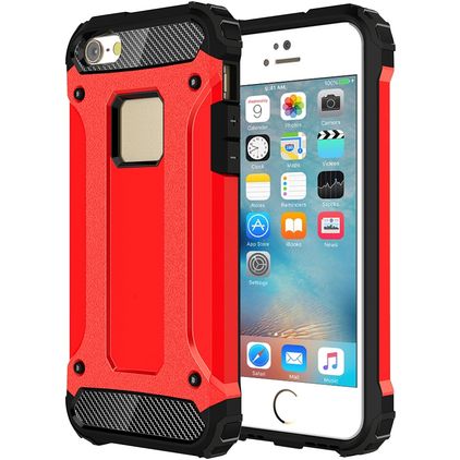 Mobigear Outdoor iPhone SE (2016) Hoesje Hardcase Backcover Shockproof - Rood