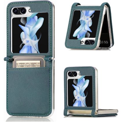 Mobigear Excellent Samsung Galaxy Z Flip 5 Hoesje Hardcase Backcover met Pasjeshouder - Groen