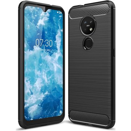 Mobigear Brushed Slim Nokia 7.2 Hoesje Flexibel TPU Backcover - Zwart
