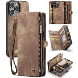 Caseme 008 iPhone 16 Pro Hoesje Uitneembare 2in1 Bookcase Portemonnee - Bruin