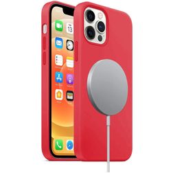 Mobigear Rubber Touch iPhone 12 Siliconen MagSafe Hoesje Backcover - Rood