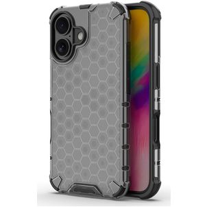 Mobigear Honeycomb iPhone 16 Hoesje Hardcase Backcover Shockproof - Zwart