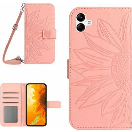 Mobigear Sunflower Samsung Galaxy A05 Hoesje Bookcase Portemonnee - Roze