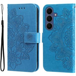 Mobigear Flowers Samsung Galaxy S26 FE Hoesje Bookcase Portemonnee - Blauw