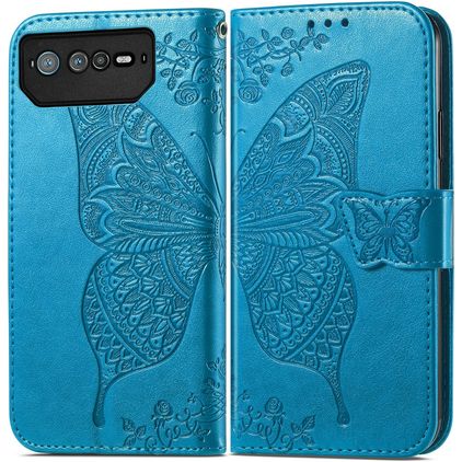 Mobigear Butterfly ASUS ROG Phone 6 Pro Hoesje Bookcase Portemonnee - Blauw