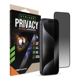 Striker Xtreme Impact Privacy iPhone 15 Pro Glazen Screenprotector Privacy - Case Friendly - Zwart