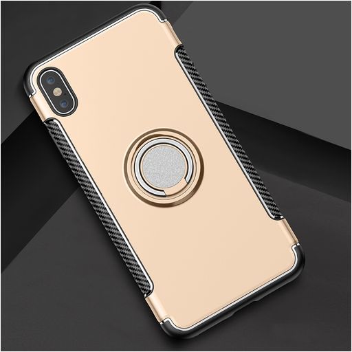 Mobigear Armor Ring iPhone XS Max Hoesje Hardcase Backcover Shockproof met Ringhouder - Goud