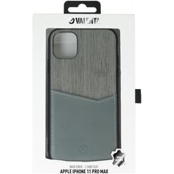 Valenta Card Slot iPhone 11 Pro Max Hoesje Echt Leer Backcover met Pasjeshouder - Grijs