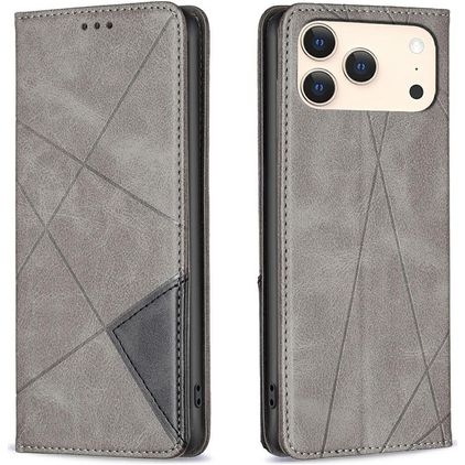 Mobigear Rhombus Slim iPhone 18 Pro Hoesje Bookcase - Grijs