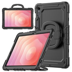 Mobilize Rotating Defender Samsung Galaxy Tab S11 Hoes Hard kunststof / Siliconen Backcover + Schouderband + Standaard - Zwart