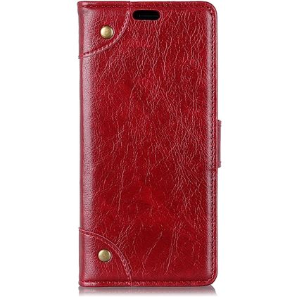 Mobigear Ranch Motorola One Power Hoesje Bookcase Portemonnee - Bordeaux Rood