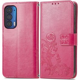 Mobigear Clover Motorola Edge (2021) Hoesje Bookcase Portemonnee - Magenta