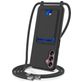 Mobigear Lanyard Card Samsung Galaxy A16 Siliconen Hoesje met koord en Pasjeshouder - Zwart