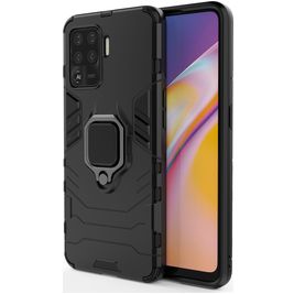Mobigear Armor Ring OPPO A94 Hoesje Hardcase Backcover Shockproof met Ringhouder - Zwart