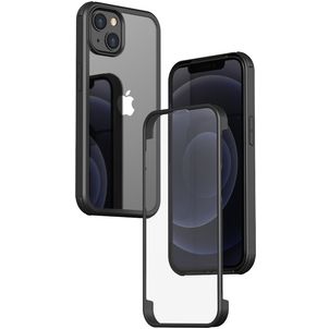Valenta Full Cover iPhone 15 Hoesje Gehard Glas Backcover Shockproof - Transparant / Zwart