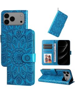 Mobigear Sunflower iPhone 18 Pro Max Hoesje Bookcase Portemonnee - Blauw