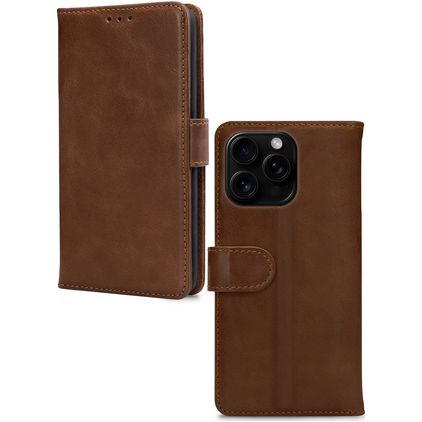 Mobilize Wallet iPhone 16 Pro Max Hoesje Echt Leer Bookcase Portemonnee - Bruin