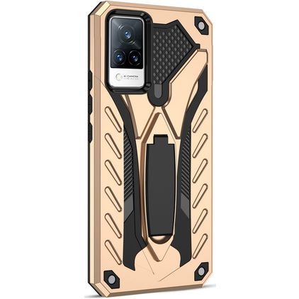 Mobigear Armor Stand Vivo V21 Hoesje Hardcase Backcover Shockproof met Standaard - Goud