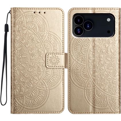 Mobigear Mandala iPhone 18 Pro Max Hoesje Bookcase Portemonnee - Goud