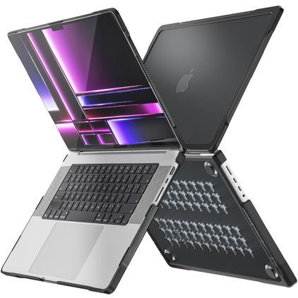 Mobigear Shockproof Pro MacBook Pro 16 Inch (2021-2026) Hoes Hardshell Laptopcover MacBook Case - Zwart - Model A2485 / A2780 / A2991 / A3186 / A3428 / A3429