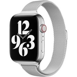 Mobigear Slim Loop Milanese Apple Watch Bandje Magneetsluiting - 49/46/45/44 mm - Zilver