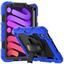 Mobigear SureGrip Xtreme iPad Mini 6 (2021) Hoes Hard Kunststof,Siliconen Backcover + Stylus Houder + Schouderband + Standaard - Zwart / Donkerblauw