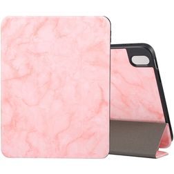 Mobigear Tri-Fold Marble iPad 11 (2025) Hoes Bookcase + Stylus Houder - Roze