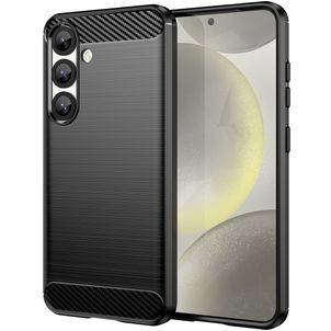 Mobigear Brushed Slim Samsung Galaxy S25 Hoesje Flexibel TPU Backcover - Zwart