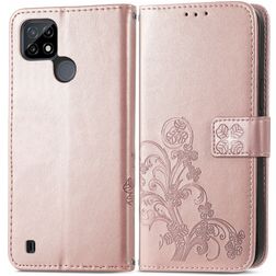 Mobigear Clover Realme C21Y Hoesje Bookcase Portemonnee - Roségoud