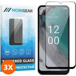 Mobigear Premium Nokia C32 Glazen Screenprotector - Case Friendly - Zwart (3-Pack)