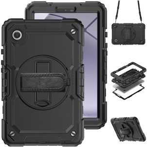 Mobigear SureGrip Xtreme Samsung Galaxy Tab A9 (2023) Hoes Hard Kunststof,Siliconen Backcover + Schouderband + Standaard - Zwart
