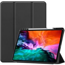 Mobigear Tri-Fold Gel iPad Pro 12.9 Inch (2022) Hoes TPU,Kunstleer Bookcase + Stylus Houder - Zwart