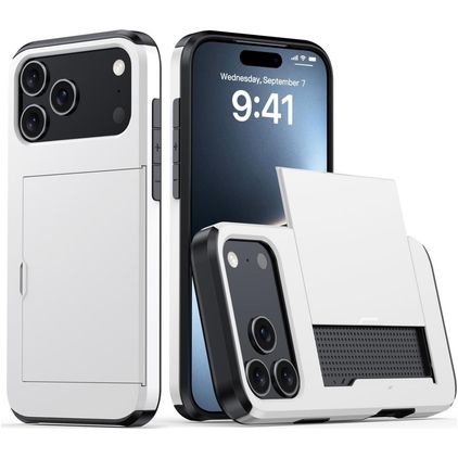 Mobigear Card iPhone 18 Pro Hoesje Hardcase Backcover Shockproof met Pasjeshouder - Wit
