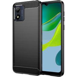Mobigear Brushed Slim Motorola Moto E13 Hoesje Flexibel TPU Backcover - Zwart