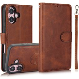 Mobigear Wallet iPhone 16 Hoesje Uitneembare 2in1 Bookcase Portemonnee - Bruin