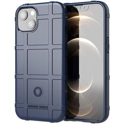 Mobigear Rugged Shield iPhone 13 Mini Hoesje Flexibel TPU Backcover Shockproof - Blauw