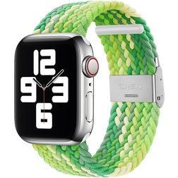 Mobigear Braided Nylon Apple Watch Bandje Klemsluiting - 42/41/40/38 mm - Lime