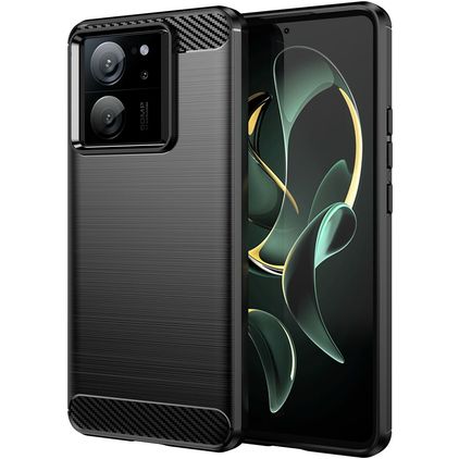 Mobigear Brushed Slim Xiaomi 13T Pro Hoesje Flexibel TPU Backcover - Zwart