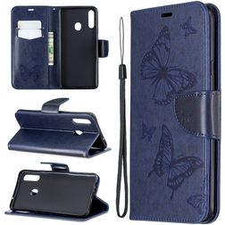 Mobigear Butterfly Samsung Galaxy A20s Hoesje Bookcase Portemonnee - Donkerblauw