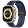 Mobigear Stripe Mag Siliconen Apple Watch Bandje Magneetsluiting - 49/46/45/44 mm - Zwart / Donkerblauw
