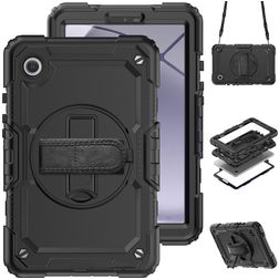Mobigear SureGrip Xtreme Samsung Galaxy Tab A11 Hoes Hard Kunststof,Siliconen Backcover + Schouderband + Standaard - Zwart