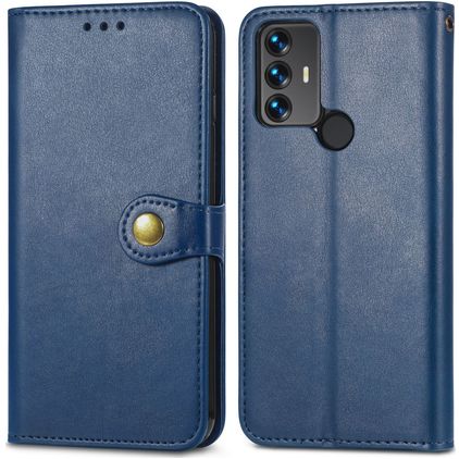 Mobigear Snap Button TCL 30 SE Hoesje Bookcase Portemonnee - Blauw