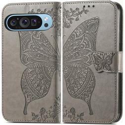 Mobigear Butterfly Google Pixel 9 Hoesje Bookcase Portemonnee - Grijs