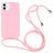 Mobigear Lanyard iPhone 16 Plus Siliconen Hoesje met koord - Roze