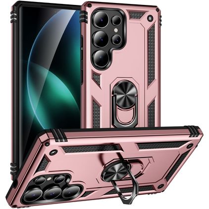 Mobigear Armor ring Samsung Galaxy S25 Ultra Hoesje Hardcase Backcover Shockproof met Ringhouder - Roségoud